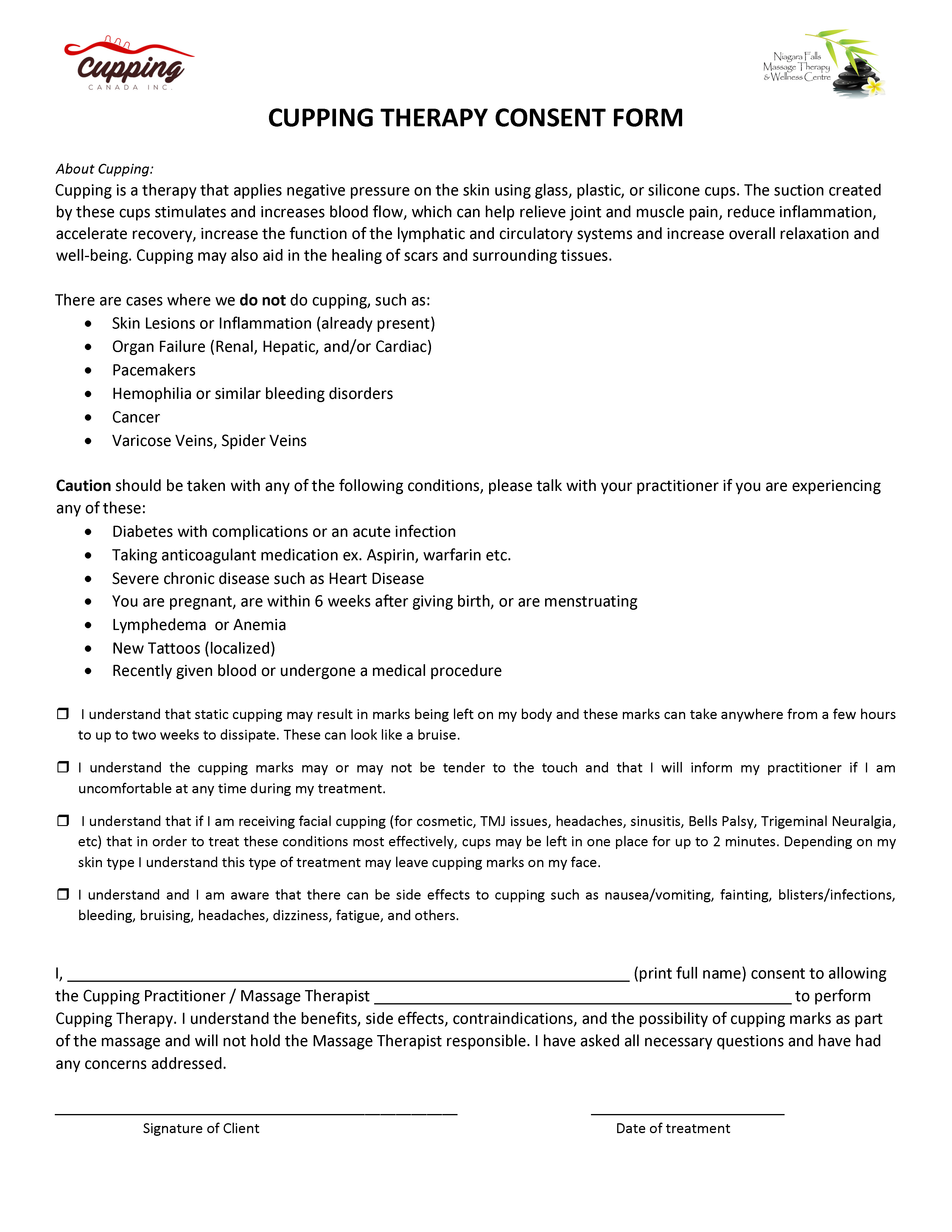 Cupping Therapy Consent Form